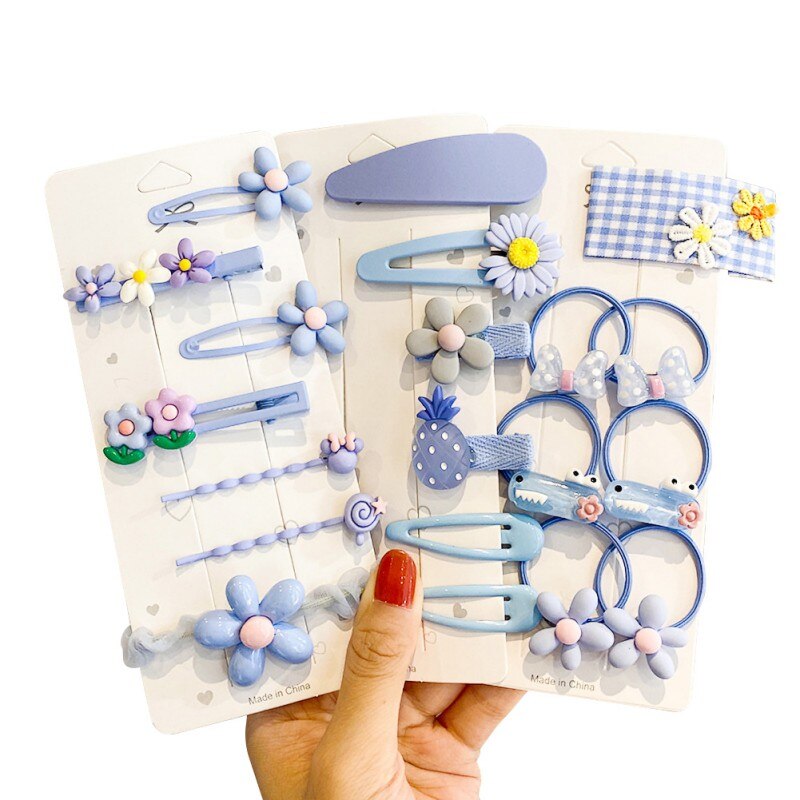 10 pçs/set crianças girassol grampos de cabelo conjunto hairpin para meninas adorável dos desenhos animados frutas flores bandana do bebê bb clipe barrettes: 01
