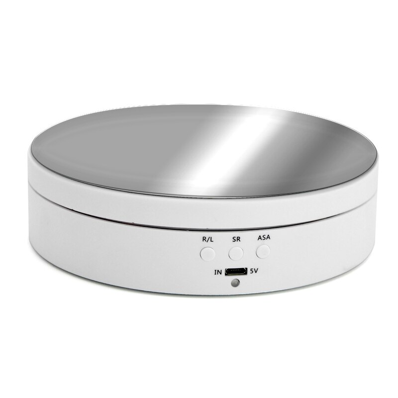 Fotografering 360 grader rundt automatisk roterende fjernkontroll automatisk dreieskive smykker display stativ for fotostudio skyting: Hvit med speil