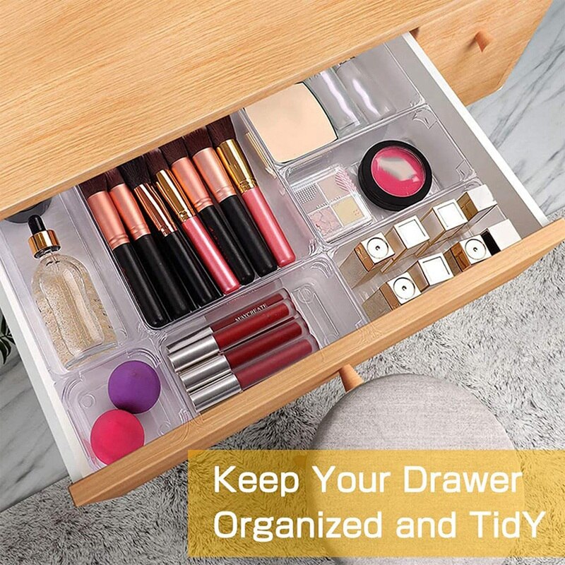 20Pcs Storage Box Drawers, Organiser Drawer Set, Transparent Drawer Insert,Organiser For Dressing Table, Kitchen, Office