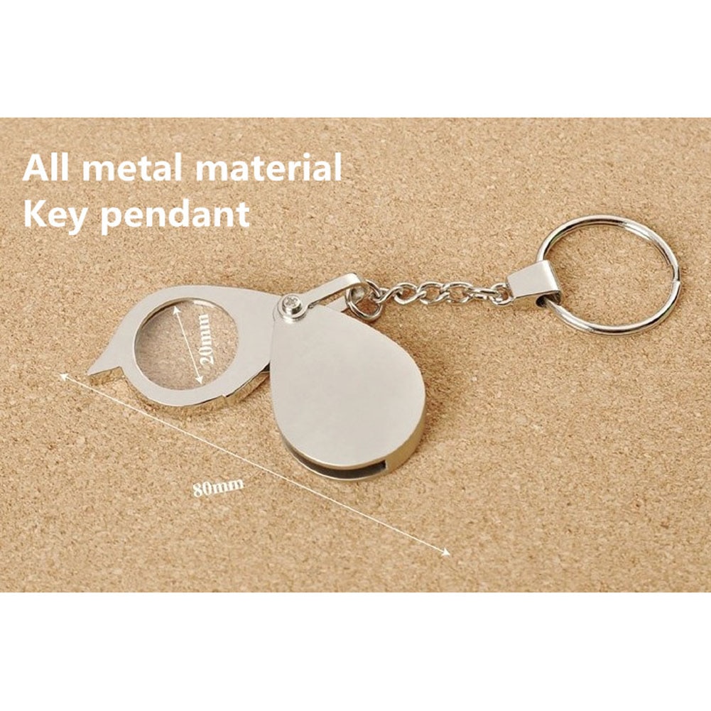 Mini Magnifying Glass Loupe Portable Keychain Magnifier 8X Folding Hand Daily Reading Tool