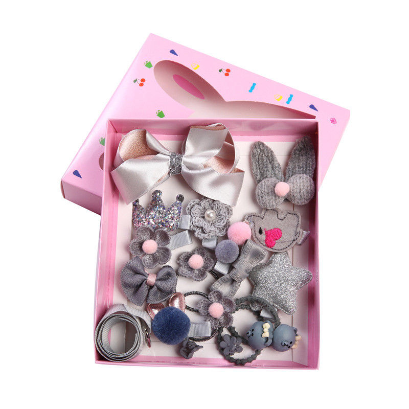 18 stks/doos Kinderen Leuke Haaraccessoires Set Baby Stof Boog Bloem Haarspelden Haarspeldjes Haar clips Meisjes Hoofdtooi Leuke: D