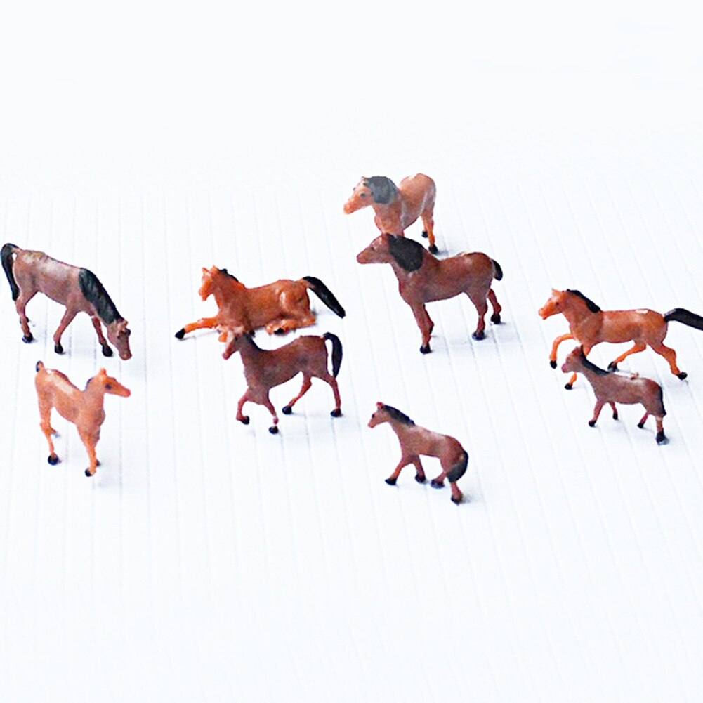 10Pcs 1/87 1/150 Horses Animal Model DIY Farm Zoo Parks Train Layout Accessory