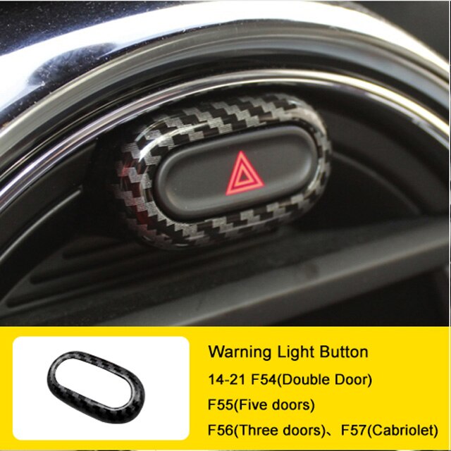 Car Warning Light Button Sticker For MINI Cooper ONE F54 F55 F56 F57 F60 Central Control Radio Knob Cover Decoration Accessories: Carbon pattern-A