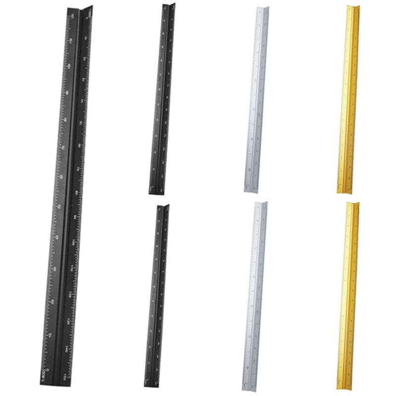 Colorful 30Cm Aluminum Triangular Scale Ruler Small Proportion Aluminum Scale Ruler