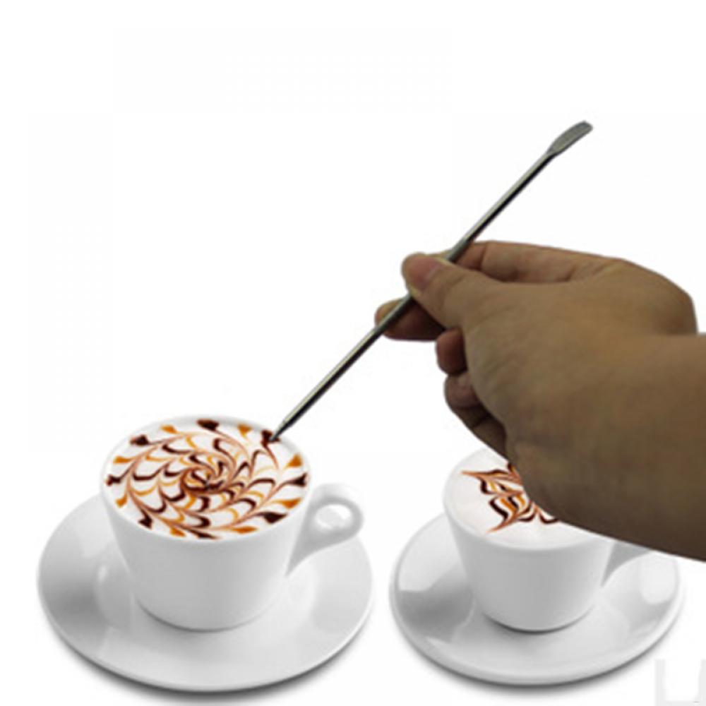 1 stk rustfrit stål kaffe dekoration pen fancy kaffepinde værktøj husholdning køkken cafe kaffe værktøj