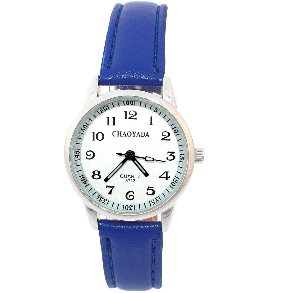 Chaoyada Art Uhren Mädchen Lederband Lernen Zeit freundlicher Uhr Studenten Quarz Armbanduhr Lässige freundlicher: dunkel Blau
