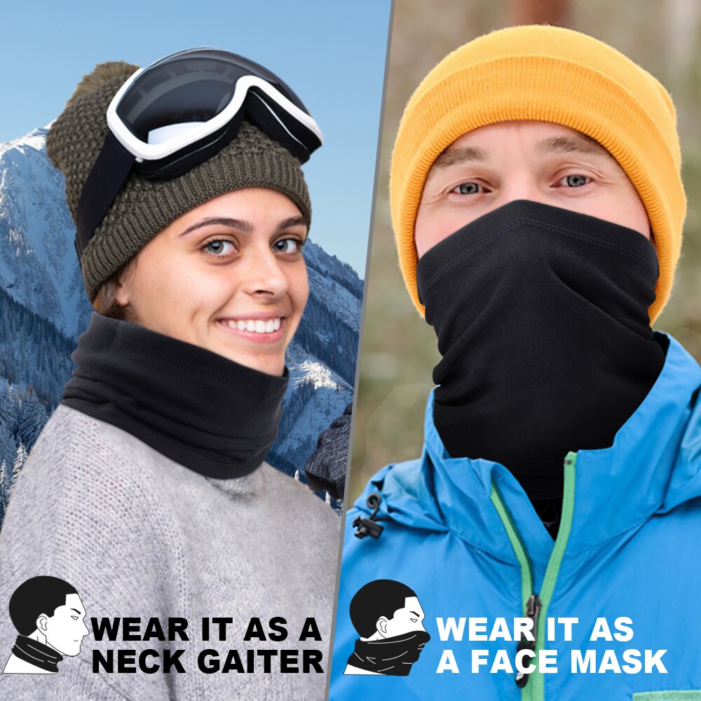 Windproof Fleece Warm Bandana Solid Color Face Mask Scarf Ski Hiking Snowmobile Neck Warmer Gaiter Headband Men Women Winter