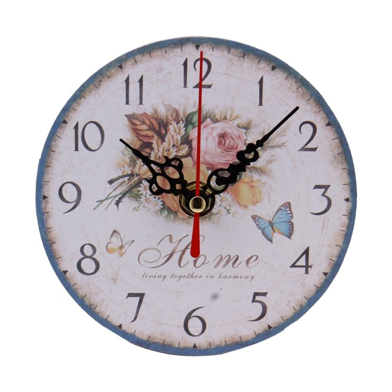 Round Wall Clock Farmhouse Large Wall Clock with Big Numerals Wooden Wall Clock Battery Wall Clock Hanging for Home