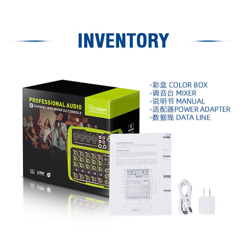 4 Channels Sound Mixer Audio interface Studio Recording Sound Card Mixing Console Microphone 48V Phantom Power