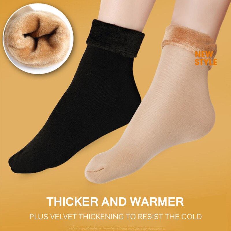 1 Pair Winter Warmer Women Thicken Thermal Wool Cashmere Snow Socks Seamless Velvet Boots Floor Sleeping Women'S Socks