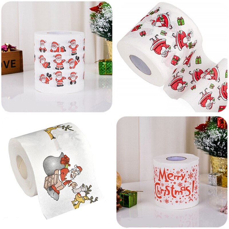 2 Lagen 10 Rolls Vrolijk Kerstfeest Hand Roll Papier Santa Afdrukken Papierrol