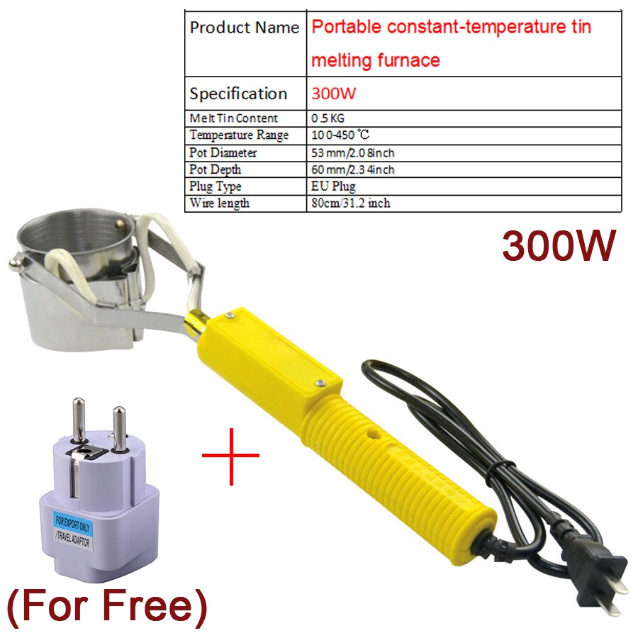 300W/400W/500W Portable Solder Pot Tin Melting Furnace Handheld Adjustable Temperature Control Desoldering Bath Tool: 300W Constant