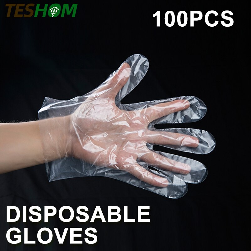 Guantes sanitarios para el hogar y el baño, accesorio de protección para manos desechables, de plástico, transparente, para cocinar en barbacoa y limpiar la cocina