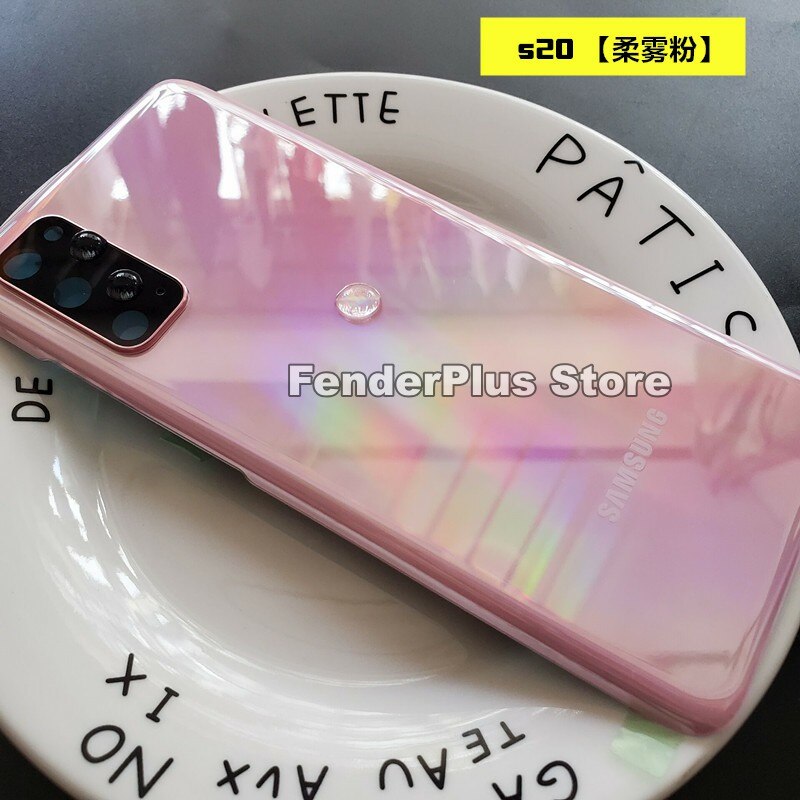 Galaxy S20/S20 Plus/S20 Ultra Batterij Back Cover Deur Achter Glas Behuizing Case Camera Lens Frame Voor samsung S20 + S20 Glas Cover: S20 Pink