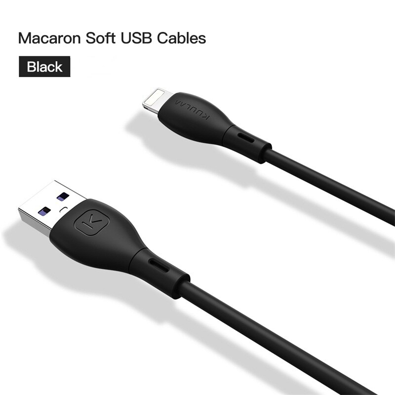 Kuulaa Vloeibare Siliconen Kabel Voor Iphone 11 Pro Max X Xr Xs 8 7 6 6S 5 5S se Ipad Opladen Charger Cord Draad Voor Iphone Kabel: Black / 2m