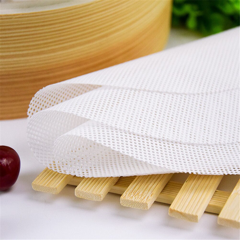 6 Sizes White Silicone Steamer Non-Stick Pad Round Dumplings Mat Steamed Buns Baking Pastry Dim Sum Mesh Cooking Case