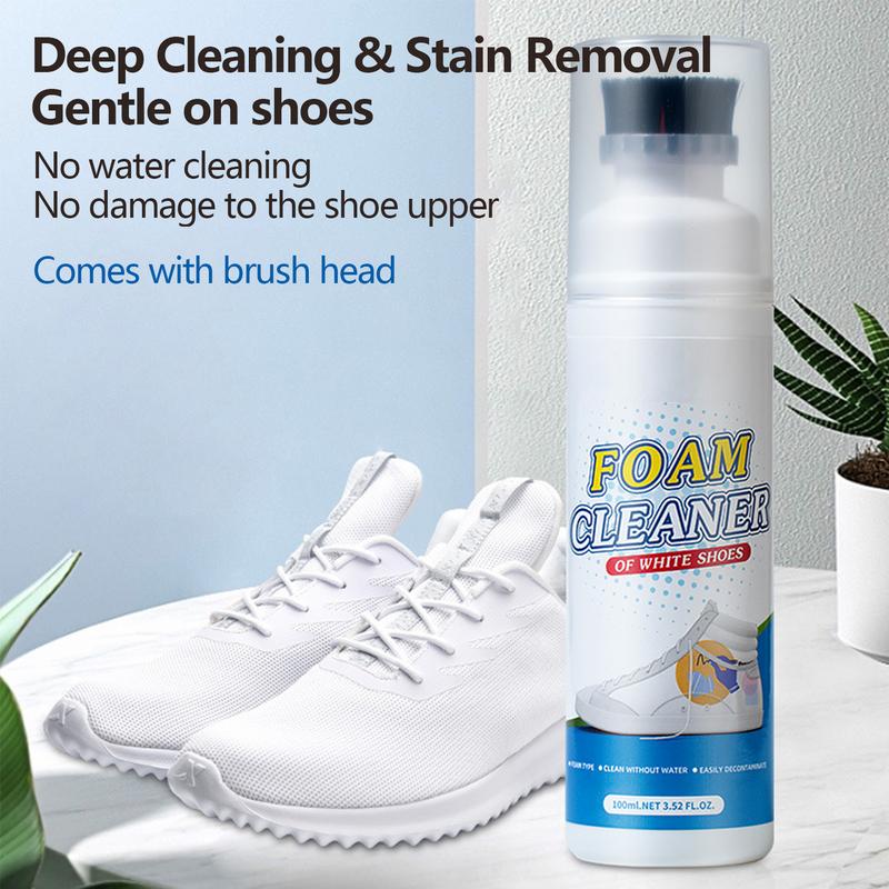 100 ml Sneaker-Reiniger, Schaumreiniger für weiße Schuhe, Stiefel, Canvas-Reinigungsfleckenentferner-Spray, entfernt Schmutz und Gelb