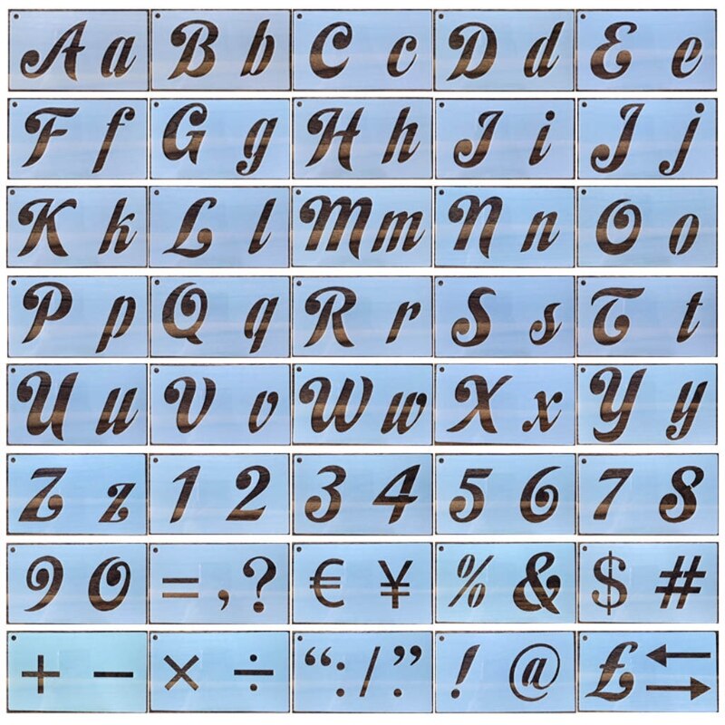 40 Pcs English Letters Stencils Set Drawing Template Ruler DIY Painting Template 1XCB