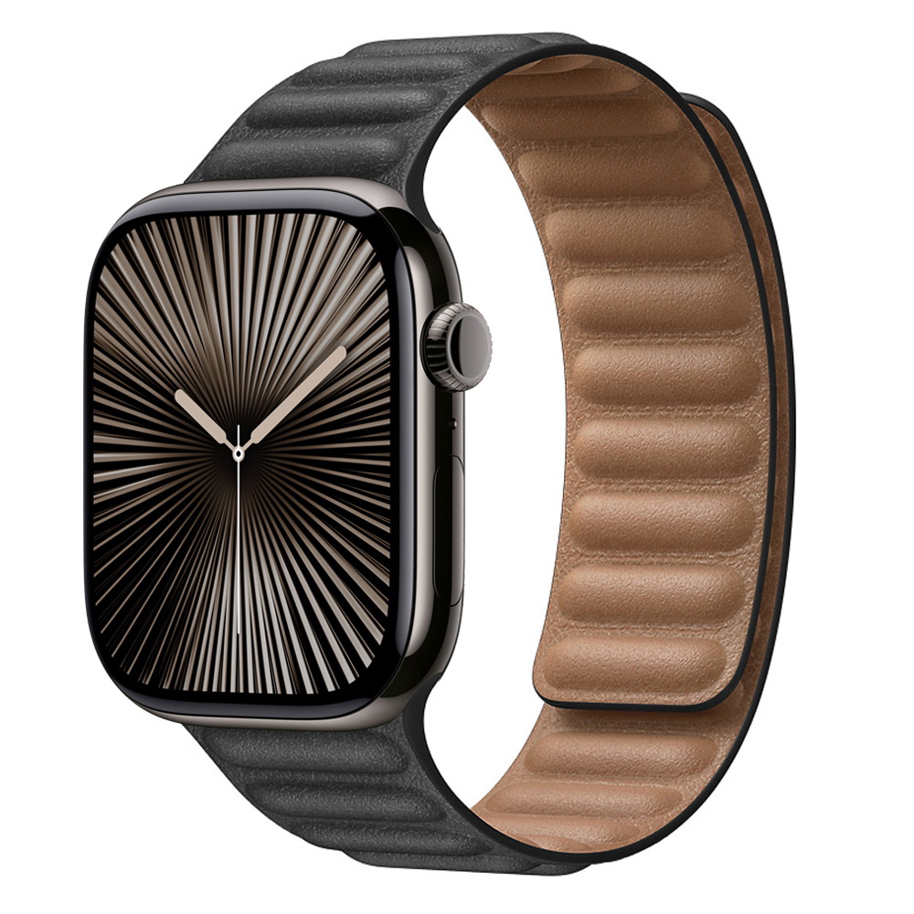 Enlace de cuero para Apple watch band 44mm 45mm 40mm 38 42 pulsera de bucle magnético iWatch seires SE 6 7 8 9 10 46mm ultra2 49mm: Negro y gris / 14 mm