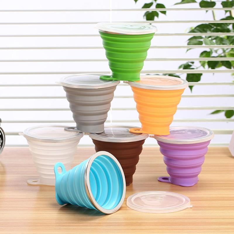 270mL Portatile Pieghevole Del Silicone Tazza di Corsa Esterna di Campeggio di Picnic Retrattile Ultra-sottile Tazza di Bere Pieghevole Tazze di Acqua