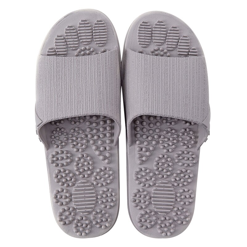 Sommartofflor inomhus halkfria massageskor unisex solid mjuk botten par tofflor hem sandaler män massagepunkt: Grå / 42-43