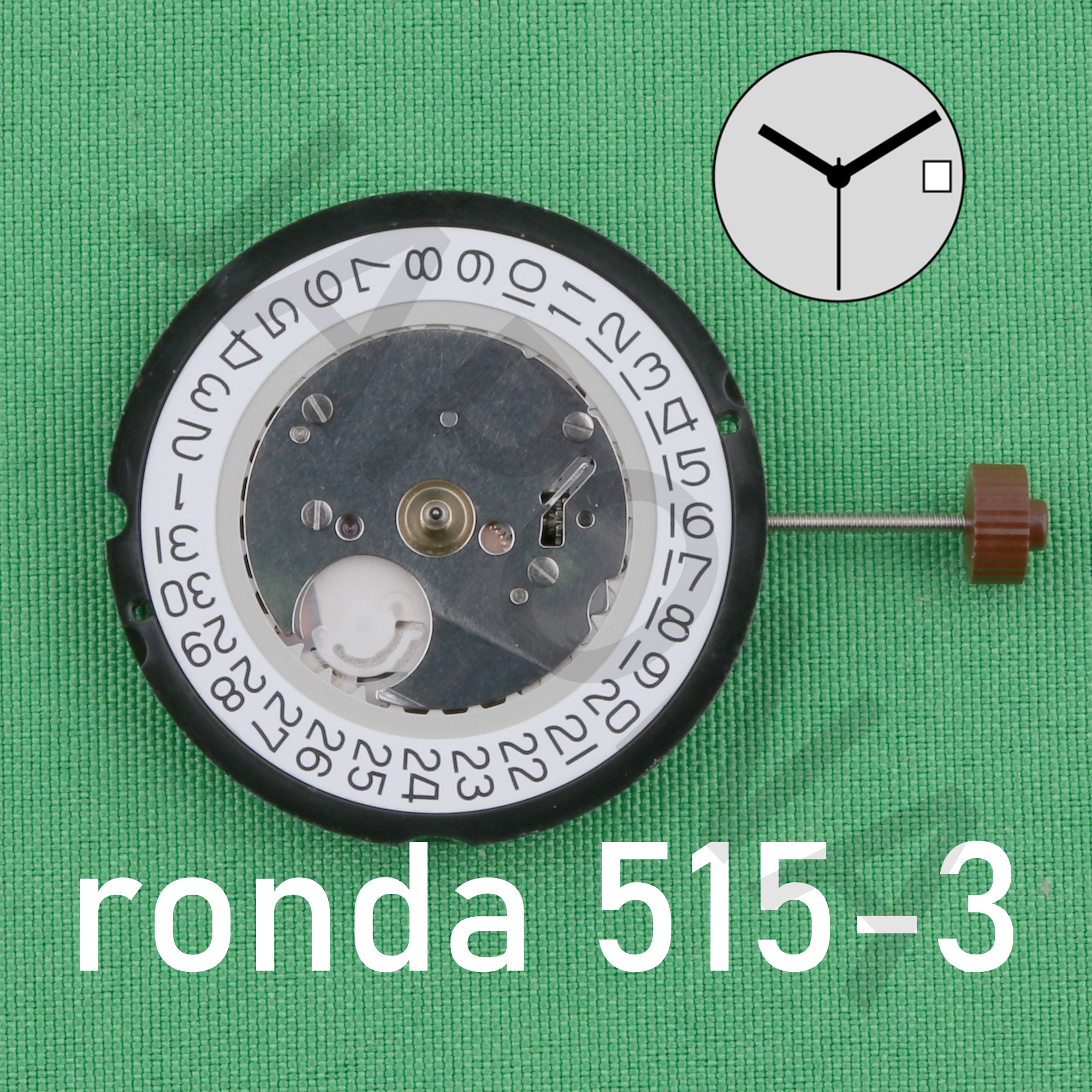 RONDA 515 uurwerk Zwitsers 515-3 normtech 3-wijzers quartz uurwerk met datum Accessoires Repareren Vervangende onderdelen Horlogebeweging