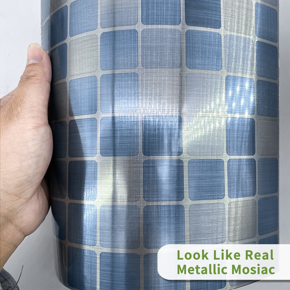 Funlife® Blue Metallic Mosaic Tile Sticker Peel&amp;Stick Self-Adhesive Kitchen Backsplash Wall sticker kitchen DIY Easy to Clean