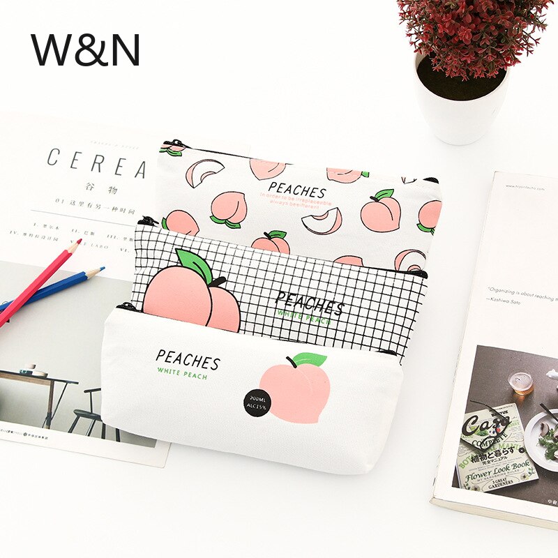 Wave Point Grid Girls Student Pencil Case School Pencil Case for Girl Boys Stationery Canvas Black Pencil Bag Box estojo escolar