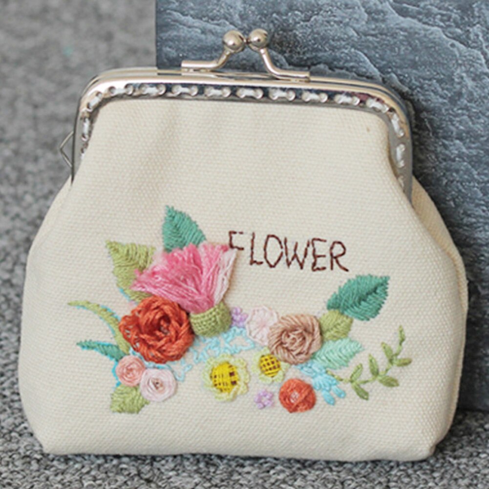 Women DIY Embroidery Purse Set Small Sewing Vintage Cross Stitch Materials Coin Wallet Chinese Style Flower Tree Handmade: 1