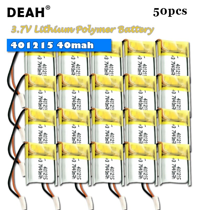 5-100Pc 3.7V Lipo Cellen 401215 40Mah Lithium Polymer Oplaadbare Batterij Voor MP3 MP4 Gps Bluetooth speaker Headset Selfie Stok: 50PCS 401215