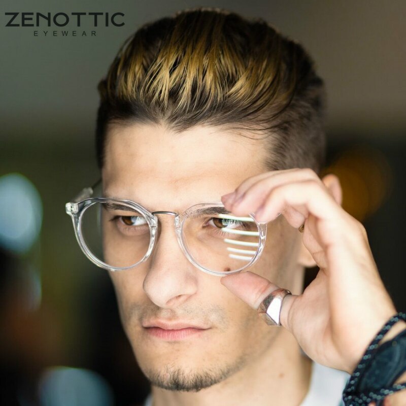 Gafas de protección contra luz azul redondas ZENOTTIC, montura transparente de rayos azules para mujer y hombre, gafas para juegos de ordenador