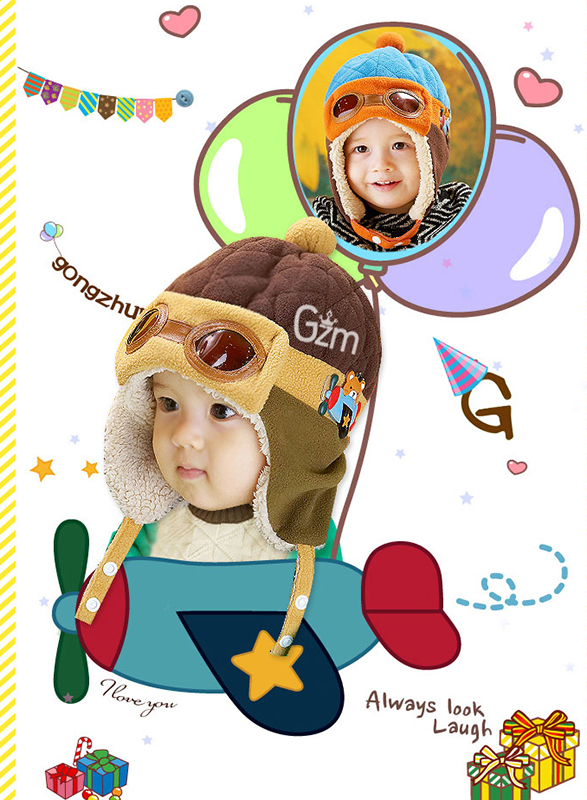 ¡Nueva ! Gorro de Aviador bonito grueso y bonito para niños de otoño e invierno
