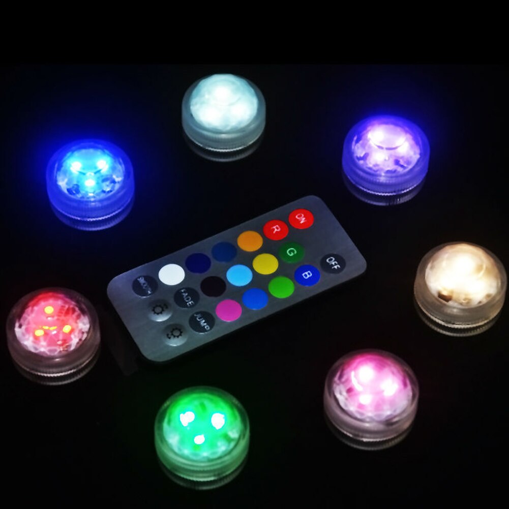 10pcs LED Diving Lamp Waterproof Remote Control RGB Underwaterlight Home Spherical Dimmable Fish Tank Landscape Light