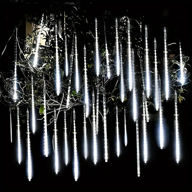 Slinger Fairy Lights String Outdoor Tuinlamp 30/50Cm Led Meteor Douche Licht 8 Tubes Kerst Decor Us/Eu Stekker Straatlantaarn: Blauw / 350W / ons aansluiten