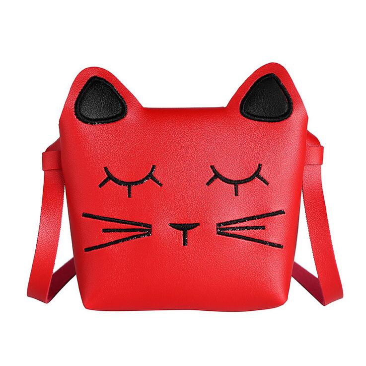 Mini Cartoon Kat Meisjes Messenger Bag Mooie Kinderen Prinses Mode Crossbody Tassen Vrouwelijke Karakter Schoudertas HS01: Rood