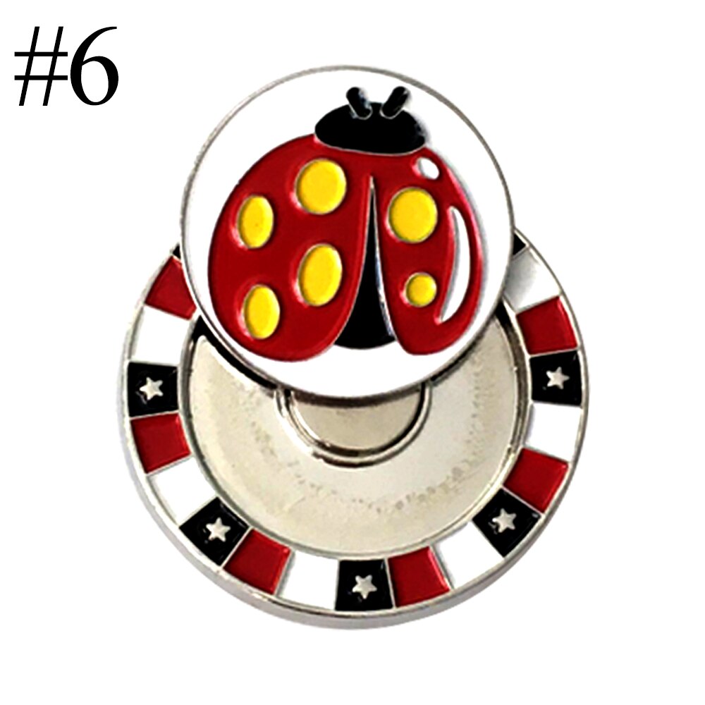 Double Layer Golf Ball Markers Assorted Patterns, Mark Golf Hat Clip Divot Tool Accessories: 6