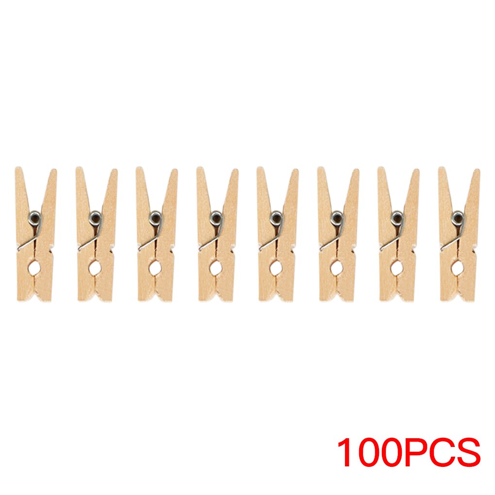 100 Stuks Houten Clip Kleding Broek Drogen Foto Bevestiging Diy Mini Houten Clip Klemmen Diverse Set