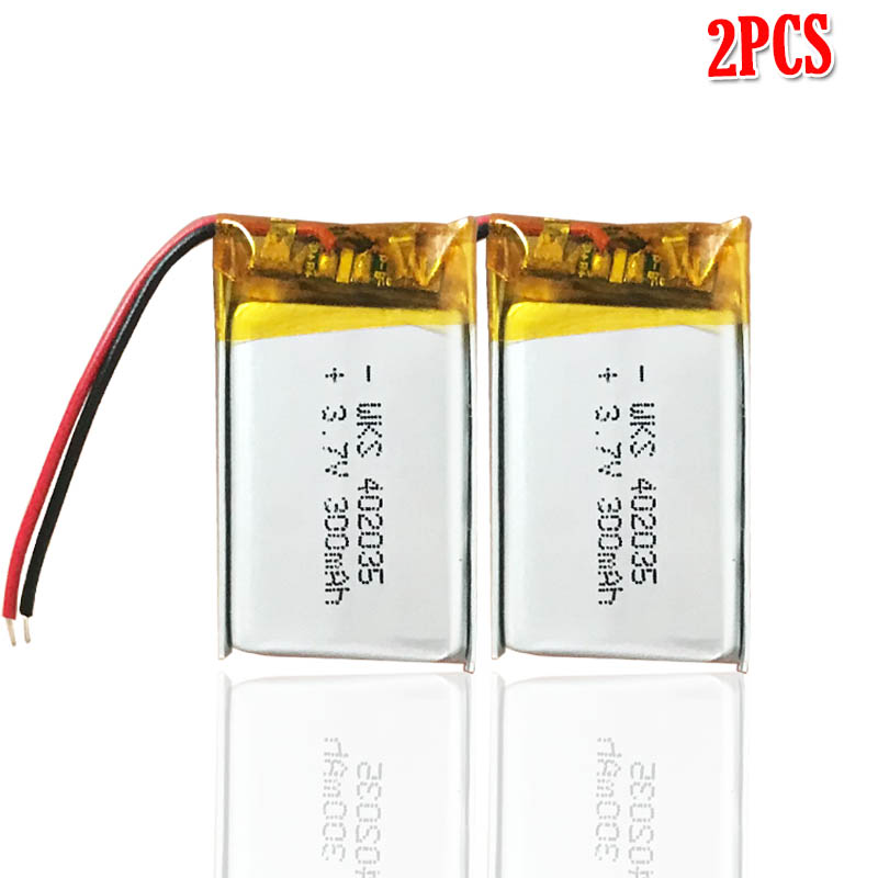 3.7V 300mAh 402035 042035 Lithium polymère li-po Li ion batterie Rechargeable pour MP3 MP4 MP5 batterie Bluetooth casque Lipo cellule: 2pcs