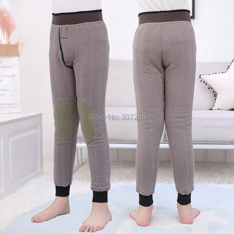 Winter boys solid color Extra thick trousers kids children Silk casual sports pants man Plus velvet warmer baby child trousers