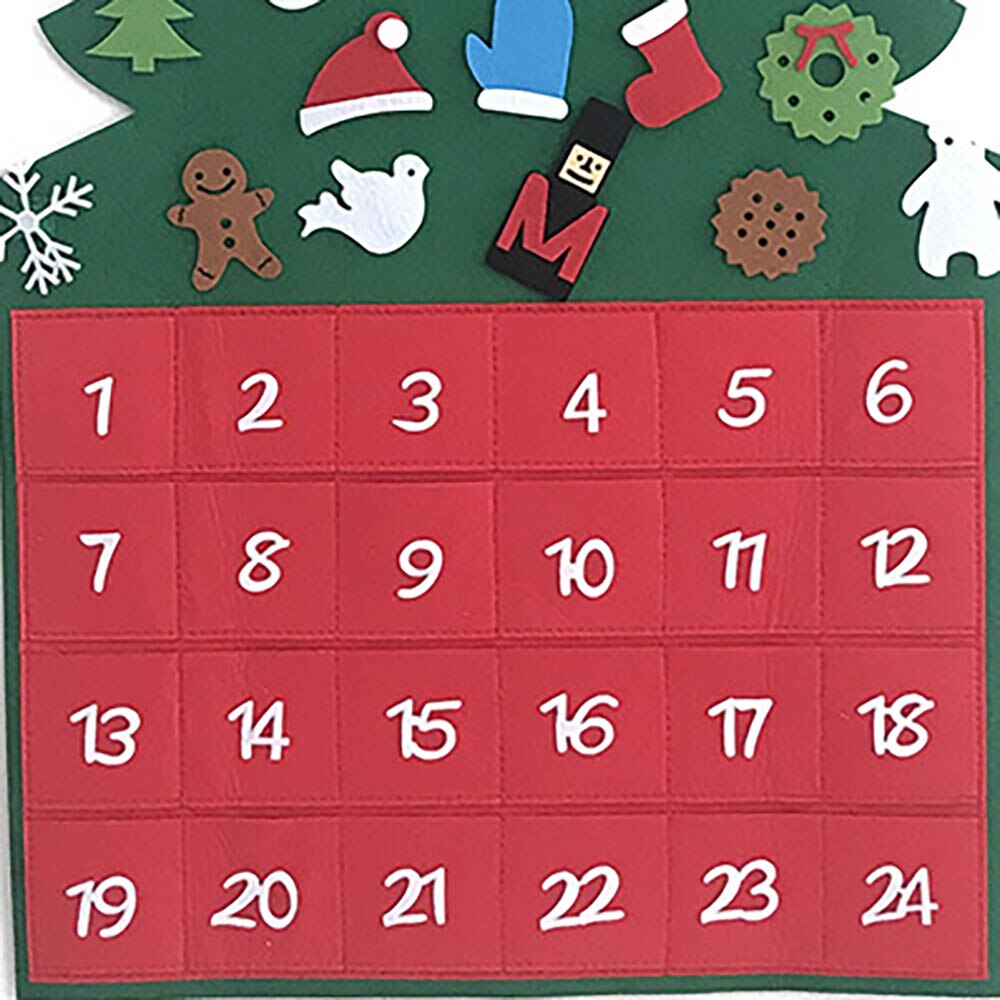 DIY Applique Christmas Advent Calendars Large Felt Fabric Christmas Tree Calendar With Pockets Xmas Year Home Decorations