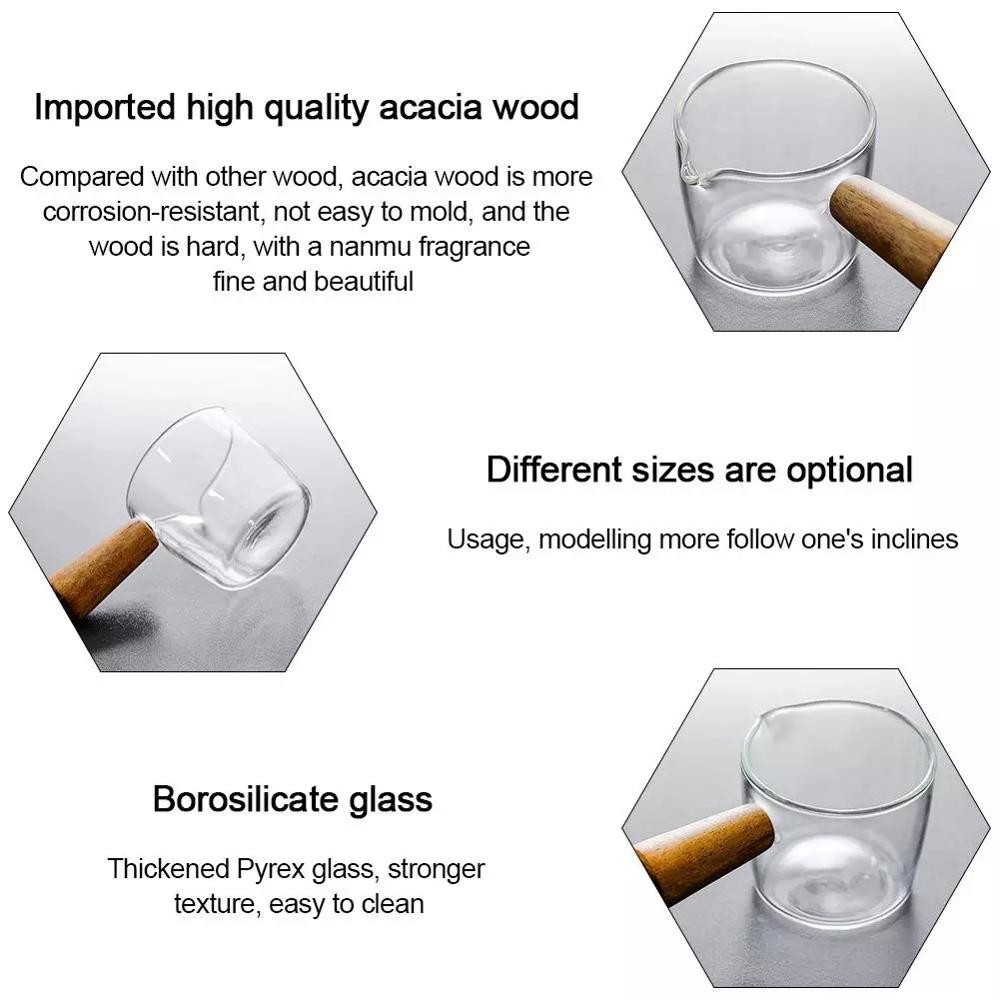 nordycki sos dzbanek dzbanek robić mleka drewniany uchwyt stylowy Kichen zastawa stołowa śliczny szklany dzbanek mini pojemnik na mleko mały dzbanek mini dzbanek