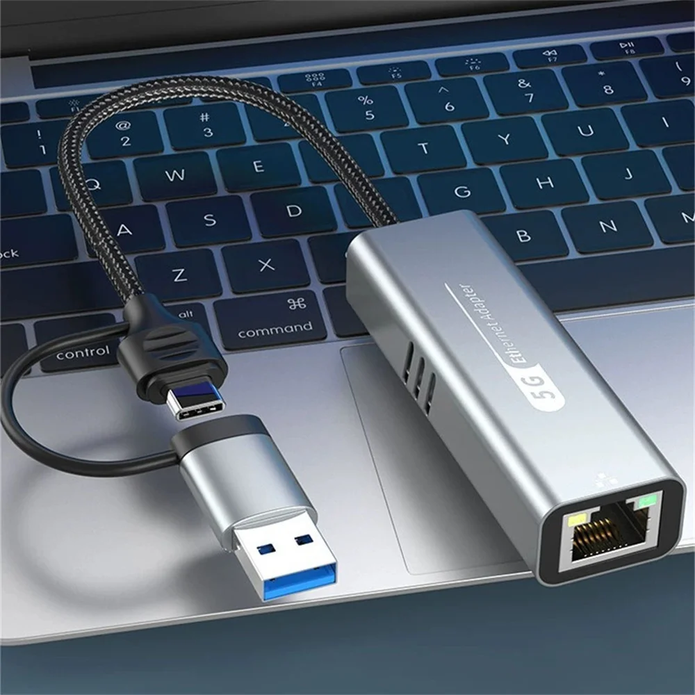 5000- mbit/s-netzwerkkartenadapter (usb typ-c auf  rj45) – 5g -in-2.5g -netzwerkkarten-konverter-hub für windows 7/8/10- laptops