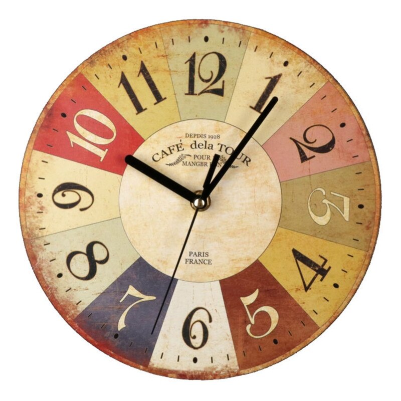 Vintage Wall Clock Round Silent Clocks Wall Mounted Wooden Carfts Art Decor
