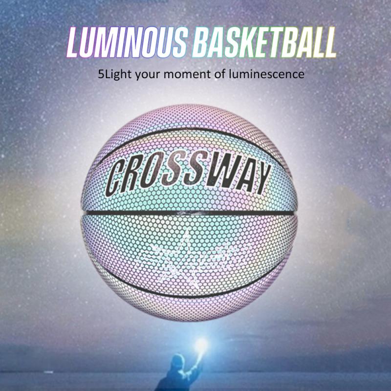 Crossway – basket-ball holographique en cuir PU, réfléchissant, individuel, nuit, Street 7 #, de Sport Cool, personnalité
