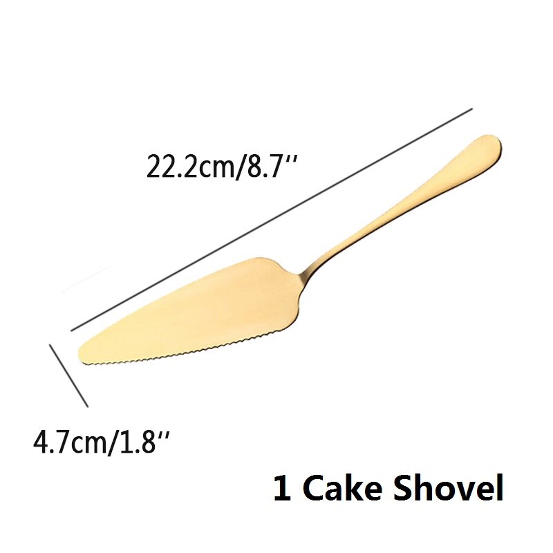 Gyllen kake spade dessert fruktgaffel gullkake spatel i rustfritt stål bestikk salat matbit mini gafler tegaffel servisesett: 1pc kakespade