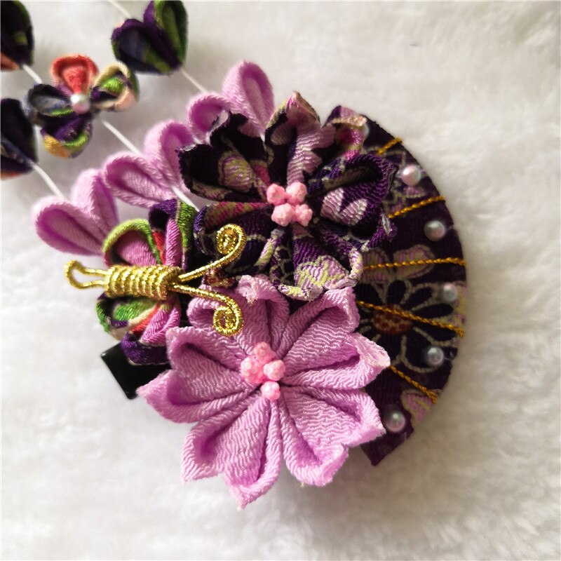 Diy japansk kimono sakura hårtilbehør bryllup blomsterdekoration fan hårbeklædning hovedbeklædning hårnål til piger lilla/rød/blå