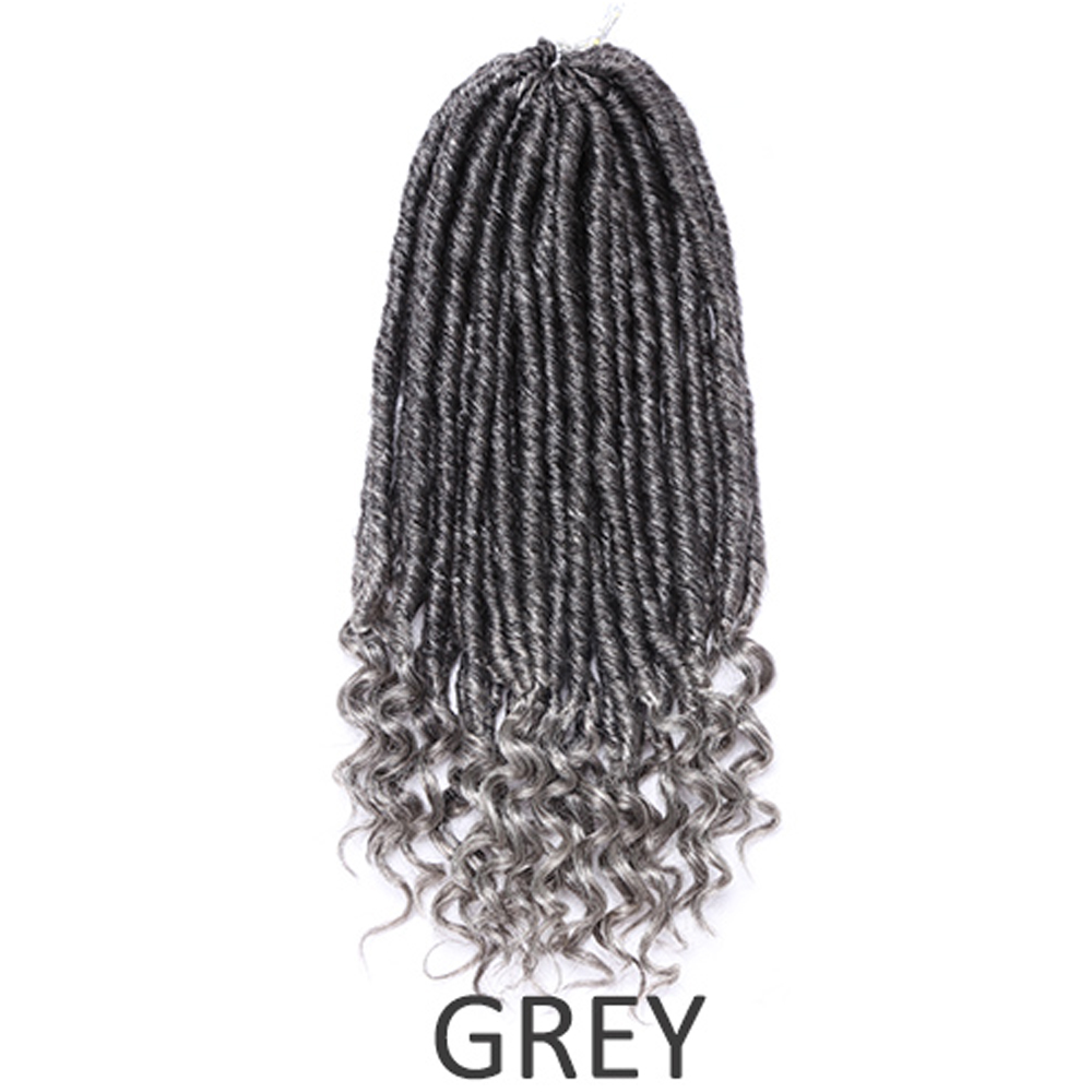 Lot Faux Locs Straight Crochet Hair Goddess Locs with Curly Ends 16 Inch Synthetic Prelooped Crochet Twist Hair Extensions: 12inch  GREY
