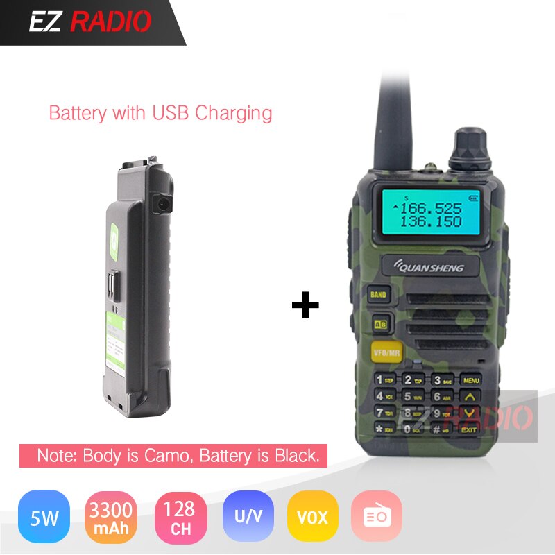 Upgrade 5W Quansheng UV-R50-2 Mobile Walkie Talkie Vhf Uhf Dual Band Radio camouflage UV-R50-1 UV R50 Series Uv-5r tg-uv2 UVR50: Version-charger hole