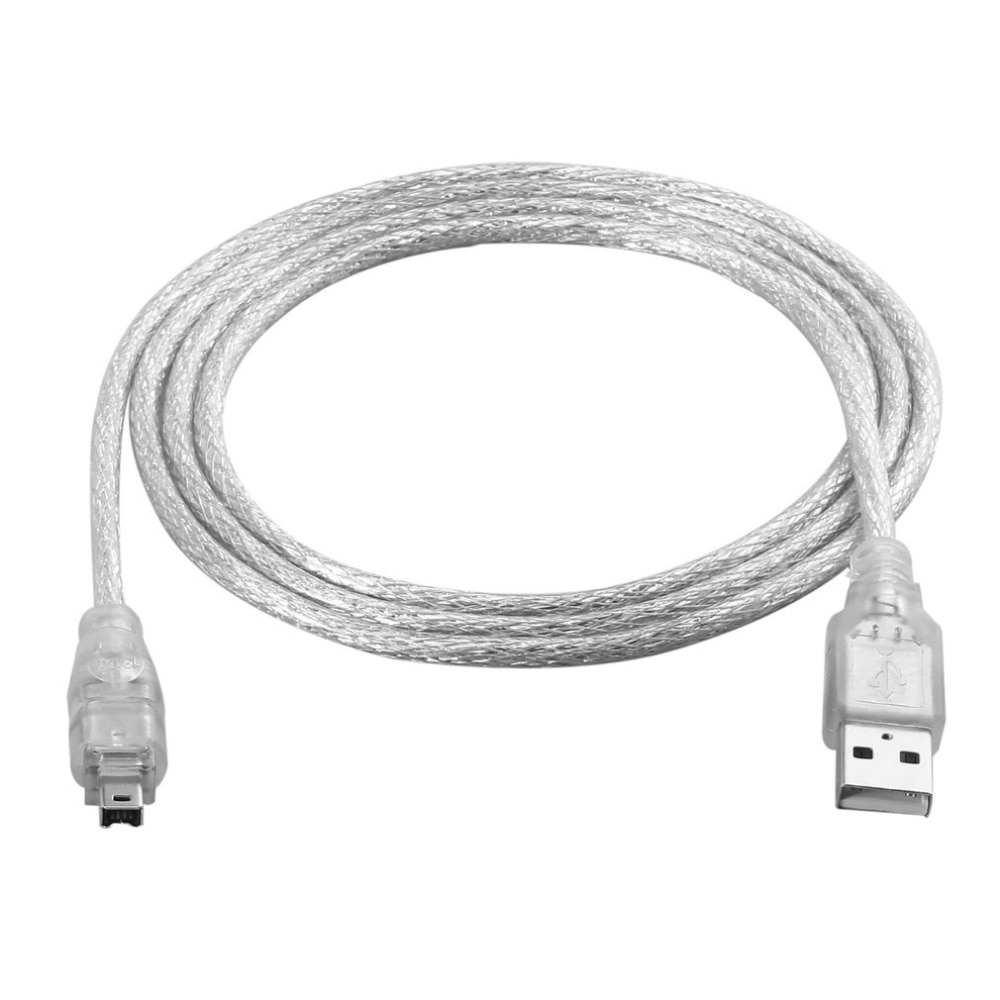 1.2m USB 2.0 Male Naar Firewire iEEE 1394 4 Pin Male iLink Adapter Kabel Man Op Man kabel Zilver & Transparant