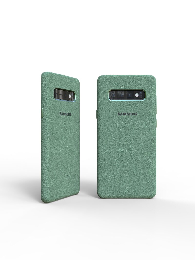 100% Original genuino Samsung S10 funda para Galaxy S10Plus S10 + S10E Alcantara Funda de cuero Premium funda de protección completa 5 colores: For S10 Plus / Verde